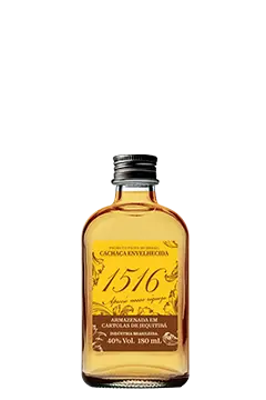 [PROD-0012] PETACA Cachaça 1516 Ouro envelhecida em Jequitibá 180ml 40%Vol